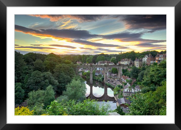 Knaresborough Viaduct at sunset Framed Mounted Print by mike morley