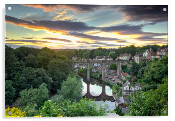 Knaresborough Viaduct at sunset Acrylic by mike morley