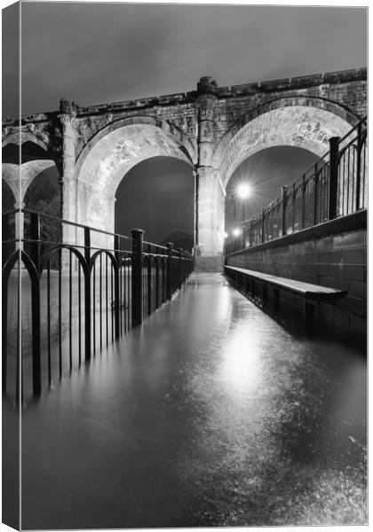 Knaresborough Viaduct at night Canvas Print by mike morley