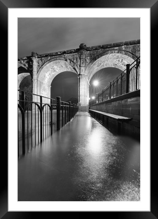 Knaresborough Viaduct at night Framed Mounted Print by mike morley