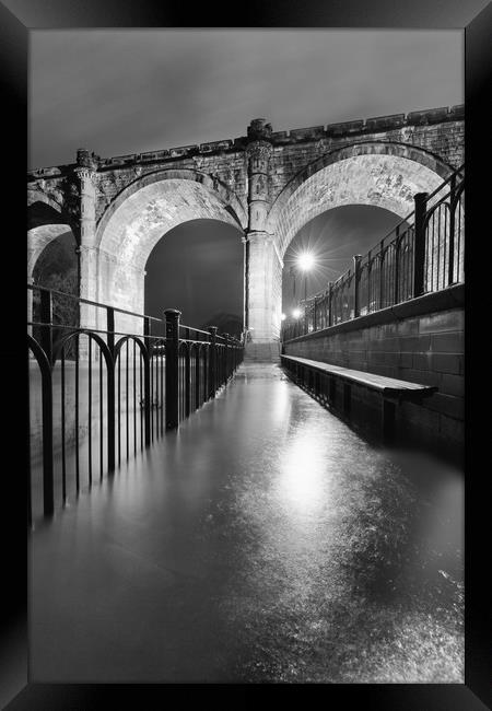 Knaresborough Viaduct at night Framed Print by mike morley