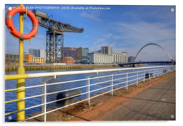 The River Clyde, Glasgow, Scotland. Acrylic by ALBA PHOTOGRAPHY
