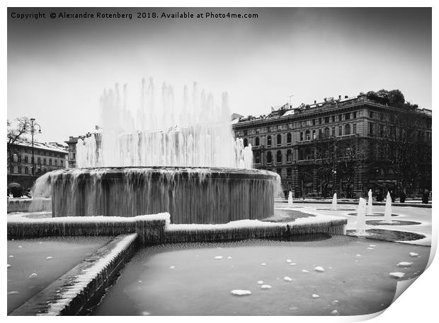 Fountain in front of Sforza Castle Print by Alexandre Rotenberg