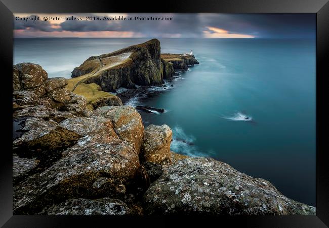 Sun Setting at Neist Point Skye Framed Print by Pete Lawless