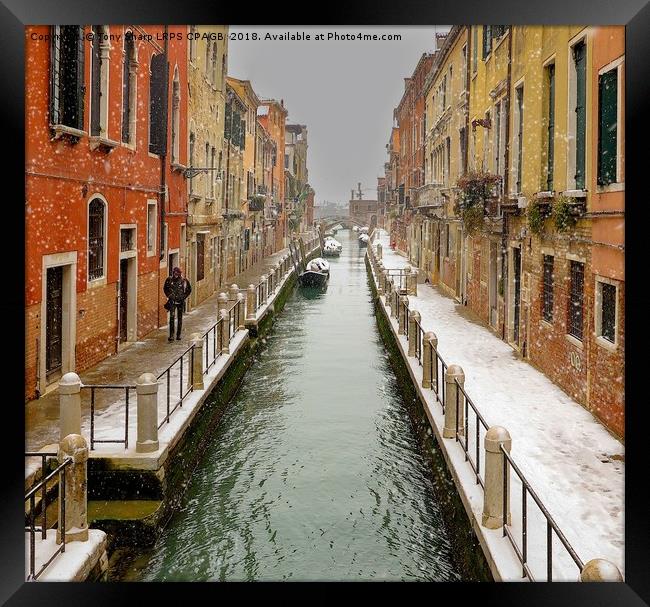 VENETIAN CANAL IN THE SNOW Framed Print by Tony Sharp LRPS CPAGB