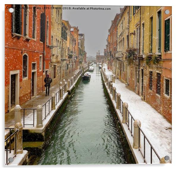 VENETIAN CANAL IN THE SNOW Acrylic by Tony Sharp LRPS CPAGB