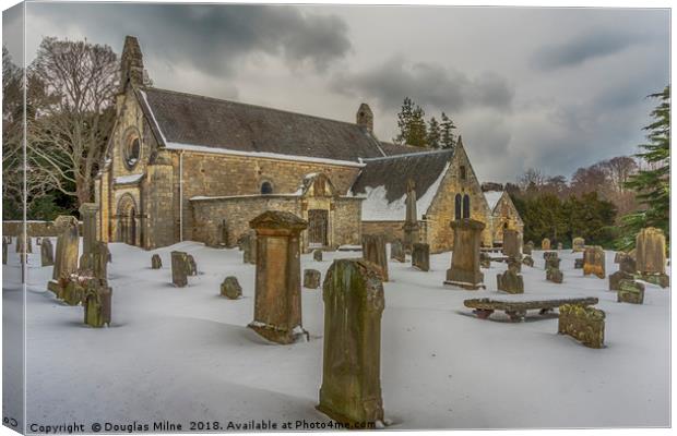 Abercorn Church in the Snow Canvas Print by Douglas Milne
