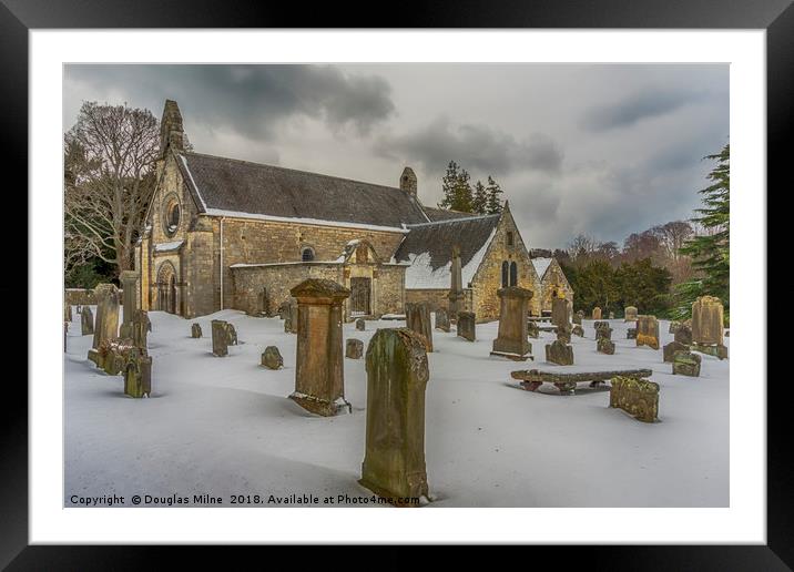 Abercorn Church in the Snow Framed Mounted Print by Douglas Milne