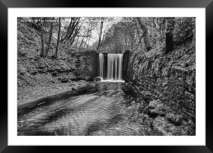 Waterfall in ramsbottom bury Framed Mounted Print by Derrick Fox Lomax