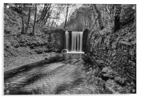 Waterfall in ramsbottom bury Acrylic by Derrick Fox Lomax