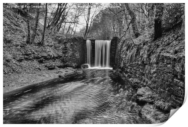 Waterfall in ramsbottom bury Print by Derrick Fox Lomax