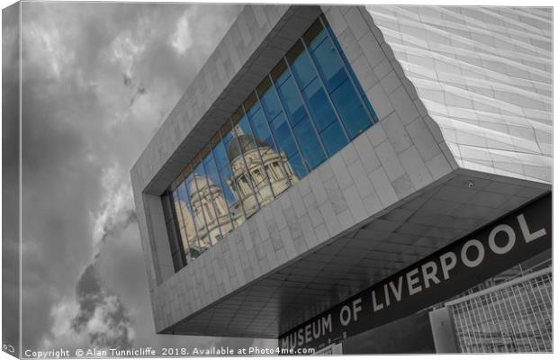 Colourful Port of Liverpool Reflection Canvas Print by Alan Tunnicliffe