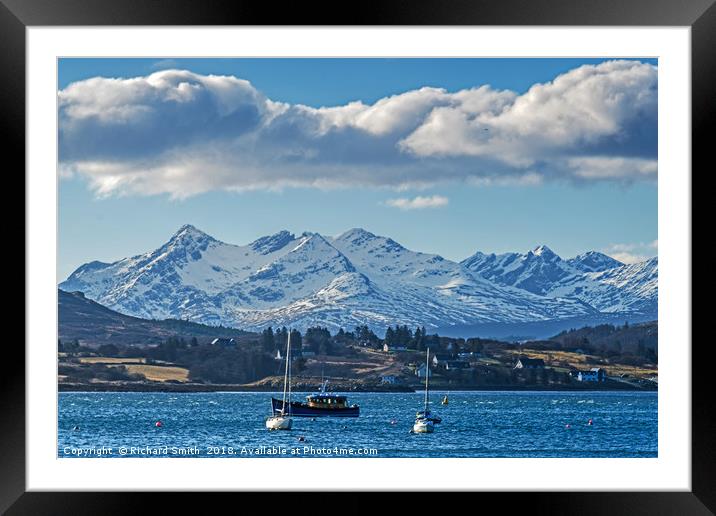 The Cuillin across Loch portree Framed Mounted Print by Richard Smith