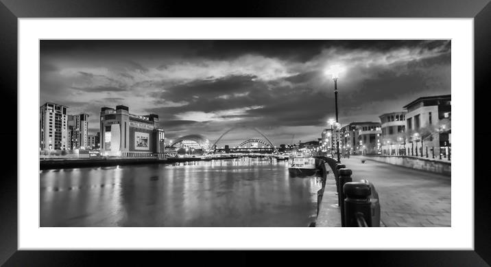 Rive Tyne at Night Framed Mounted Print by Naylor's Photography