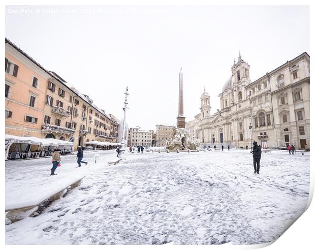 Piazza Navona in Rome covered with snow  Print by Valerio Rosati