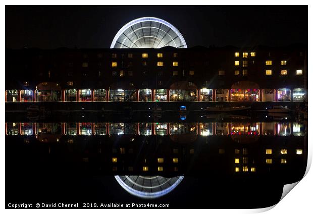 Albert Dock and Liverpool Big Wheel Print by David Chennell