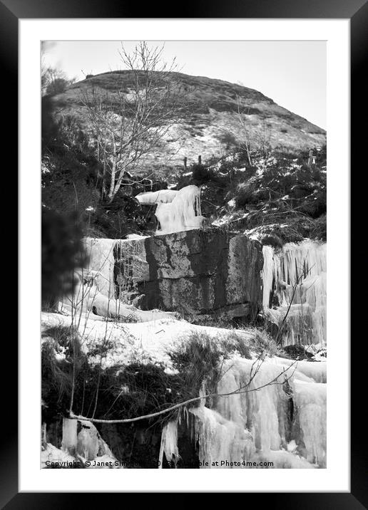 Frozen Waterfall Brecon Storm Emma Framed Mounted Print by Janet Simmons