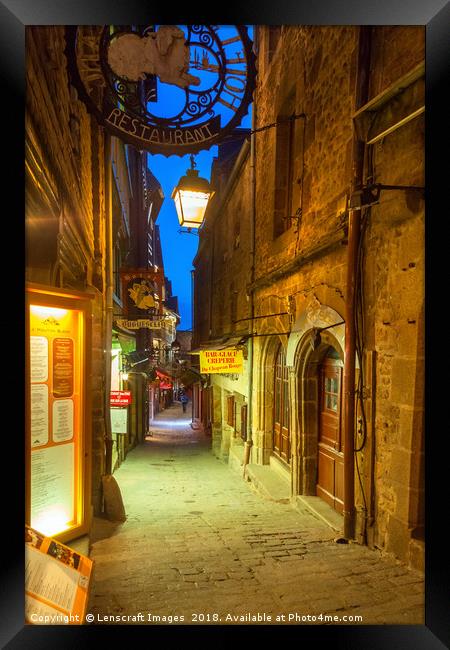 Looking down Grand Rue, Mont Saint Michel, France Framed Print by Lenscraft Images