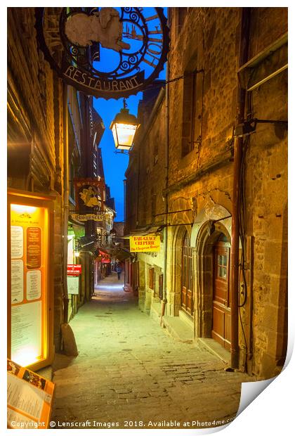 Looking down Grand Rue, Mont Saint Michel, France Print by Lenscraft Images