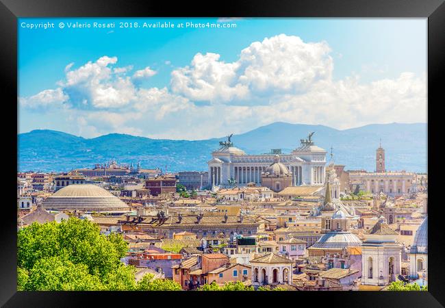 Panoramic view of Rome from the Pincio hill Framed Print by Valerio Rosati