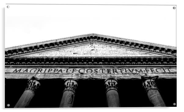 black and white Bottom view of the roman Pantheon  Acrylic by Valerio Rosati