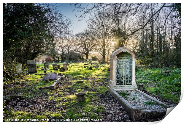 Evening light at Eling cemetery in Hampshire Print by KB Photo