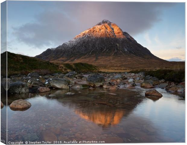 First Light in Glencoe Canvas Print by Stephen Taylor