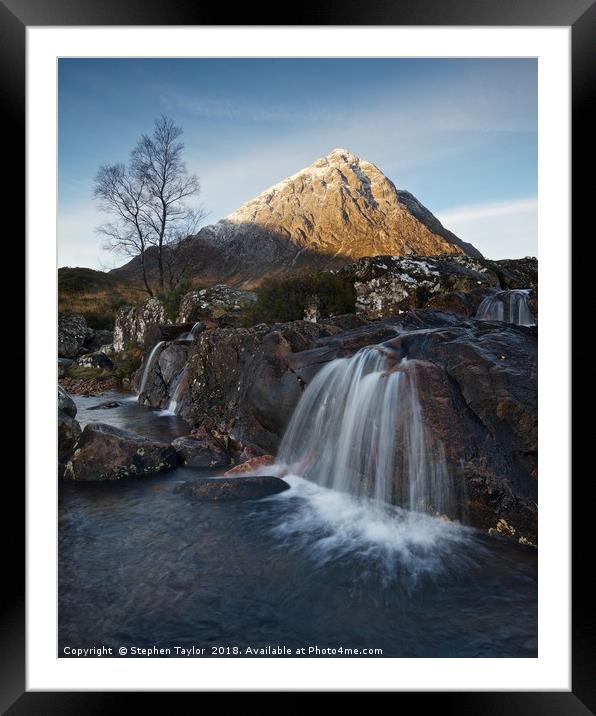Glencoe waterfall Framed Mounted Print by Stephen Taylor
