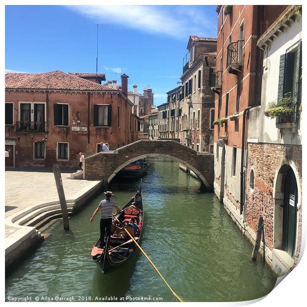 Venice Gondola by Bridge, Italy Print by Ailsa Darragh