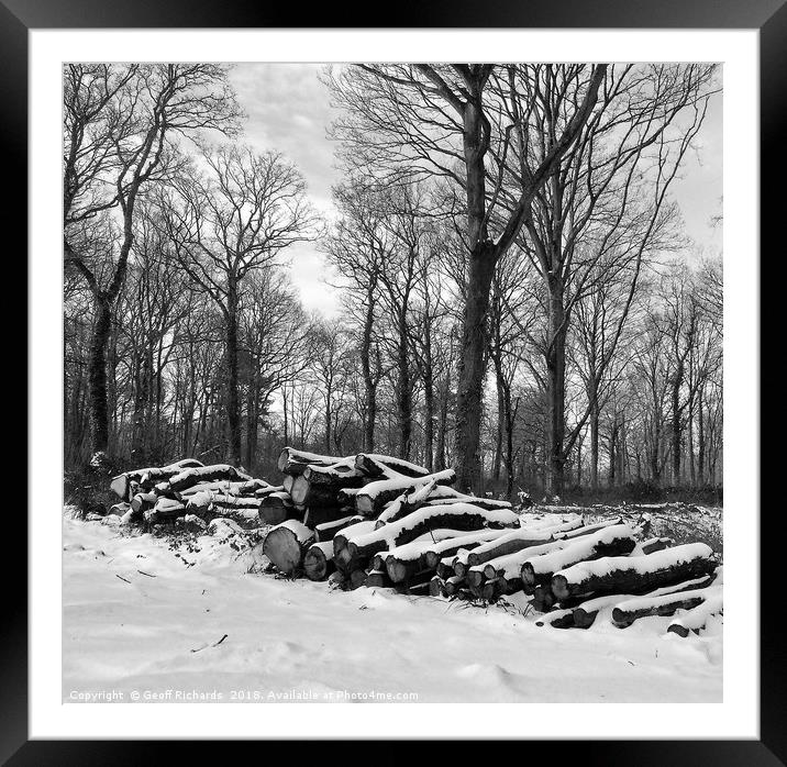Snow Logs In March Framed Mounted Print by Geoff Richards