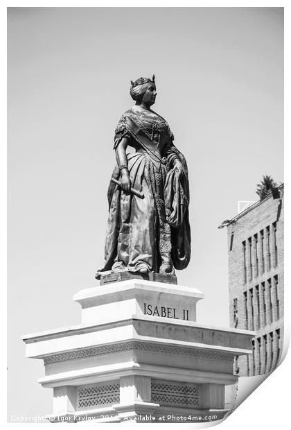 Monument of spanish queen Isabel II Print by Igor Krylov