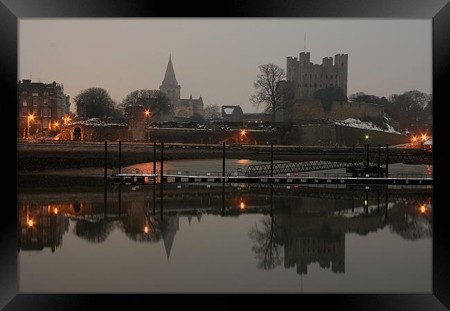 Rochester castle at dusk Framed Print by Doug McRae