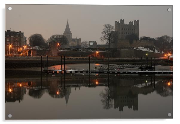 Rochester castle at dusk Acrylic by Doug McRae