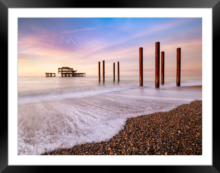 Majestic Sunrise at Burnt West Pier Framed Mounted Print by Rick Bowden