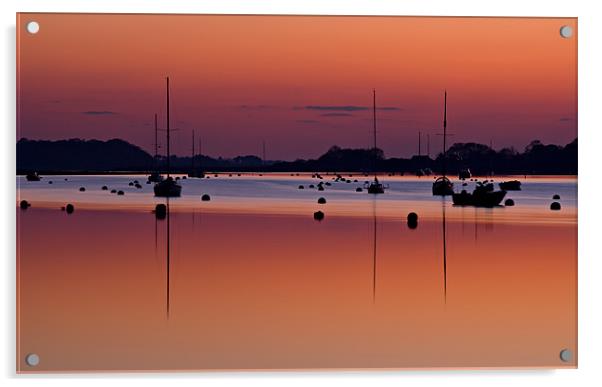 Sunset yachts, Bosham, West Sussex Acrylic by Ashley Chaplin