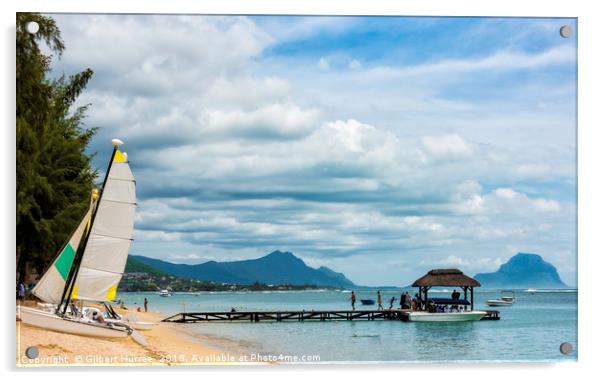 Gem of the Indian Ocean: Mauritius Wolmar Beach Acrylic by Gilbert Hurree