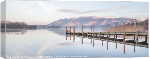 Skidaw from Lodore Jetty  Canvas Print by AMANDA AINSLEY