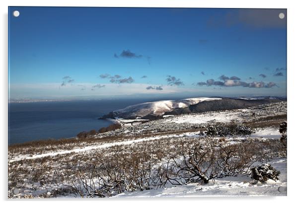 Winter Wonderland: Bossington and Exmoor Acrylic by Mike Gorton