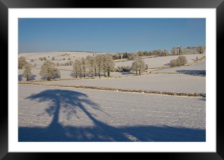 Snowy farm fields Framed Mounted Print by Pete Hemington
