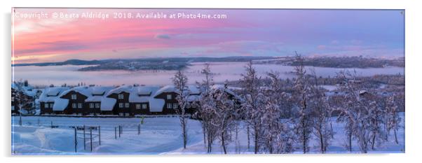 Winter sunrise in Norway. Acrylic by Beata Aldridge