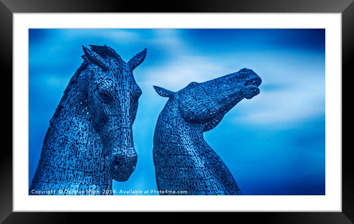 The Kelpies at Dusk Framed Mounted Print by Douglas Milne