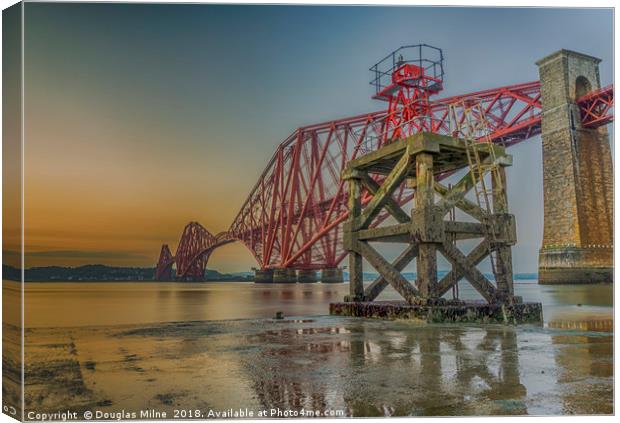 Hawes Pier and the Forth Bridge Canvas Print by Douglas Milne