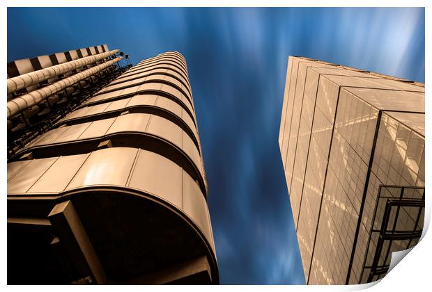 Lloyds and Leadenhall Buildings Print by Perry Johnson