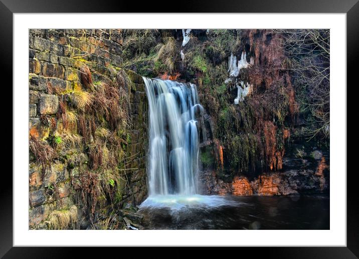 Cheesden mill waterfall Framed Mounted Print by Derrick Fox Lomax