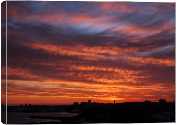Plymouth Skyline Sunset Canvas Print by Jon Rendle