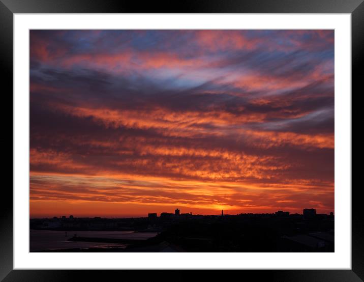 Plymouth Skyline Sunset Framed Mounted Print by Jon Rendle