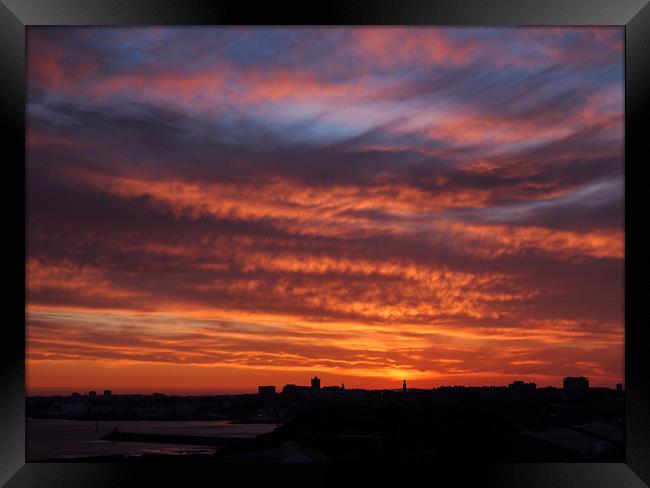 Plymouth Skyline Sunset Framed Print by Jon Rendle
