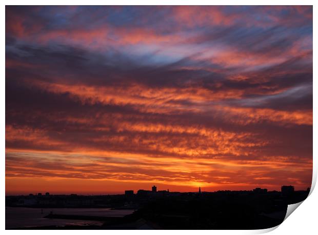 Plymouth Skyline Sunset Print by Jon Rendle