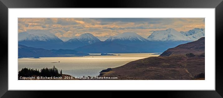 Snow covered Red Cuillin from close to The Storr. Framed Mounted Print by Richard Smith
