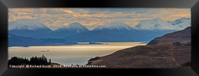 Snow covered Red Cuillin from close to The Storr. Framed Print by Richard Smith